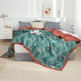 Boho Throw Blanket for Bed - 100% Cotton Ultra Soft Rustic Quilt Summer Blanket - Floral Printed Farmhouse Decor Bed Blankets,80 ×90  All Season Rustic Throw for Sofa Couch Chair