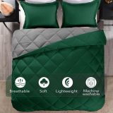 King Size Comforter Set - Dark Green and Grey King Comforter, Soft Bedding Sets for All Seasons -3 Pieces - 1 Comforter (104 x92 ) and 2 Pillow Shams(20 x36 )