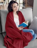 Bedding Fleece Blanket King Size Burgundy 300GSM Luxury Bed Blanket Anti-Static Fuzzy Soft Blanket Microfiber (90x102 Inches)