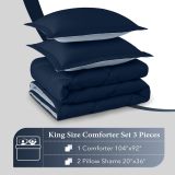 King Size Comforter Set - Blue and Sapphire King Comforter, Soft Bedding Sets for All Seasons -3 Pieces - 1 Comforter (104 x92 ) and 2 Pillow Shams(20 x36 )