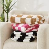 Checkered Throw Blanket, Burnt Orange Microfiber Soft Cozy Fluffy Warm Hand Made Throw Blankets for Couch, Sofa, Chair, Bed, Camping, Picnic, Travel Lightweight Bed Blanket - 60 *80
