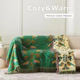 Boho Throw Blanket for Bed - 100% Cotton Ultra Soft Rustic Quilt Summer Blanket - Bird Floral Printed Farmhouse Decor Bed Blankets,90 ×98  All Season Rustic Throw for Sofa Couch Chair