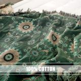 Boho Throw Blanket for Bed - 100% Cotton Ultra Soft Rustic Quilt Summer Blanket - Floral Printed Farmhouse Decor Bed Blankets,90 ×98  All Season Rustic Throw for Sofa Couch Chair