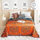 Boho Throw Blanket for Bed - 100% Cotton Ultra Soft Rustic Quilt Summer Blanket- Floral Farmhouse Decor Bed Blankets,All Season Rustic Throw for Sofa Chair 90 ×98