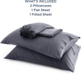 King Size Sheet Set, Cooling Sheets King, Rayon Derived from Bamboo, Deep Pocket Up to 16 , Breathable & Soft Bed Sheets, Hotel Luxury Silky Bedding Sheets & Pillowcases, Dark Grey