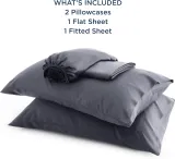 King Size Sheet Set, Cooling Sheets King, Rayon Derived from Bamboo, Deep Pocket Up to 16 , Breathable & Soft Bed Sheets, Hotel Luxury Silky Bedding Sheets & Pillowcases, Dark Grey