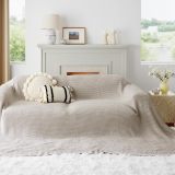 100% Cotton Large Blankets Oversized King for Bed - Waffle Weave Blankets for Spring, Lightweight and Breathable Couch Cover Blankets, Light Beige/Linen, 120x94 inches