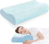 Neck Pillow for Sleeping, Ergonomic Cervical Neck Pillow for Neck Pain Relief, Memory Foam Pillow fit Neck Contour, Bed Pillow for Side Back Stomach Sleepers (Blue, Standard Size)