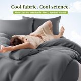 Sheets Set，Rayon Derived from 100% Bamboo_，Cooling & Soft Bed Sheets, Luxury Bedding Sheets & Pillowcases, 16 Inch Deep Pockets (Cal King,Dark Grey)