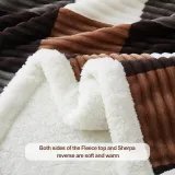 Sherpa Blanket Full/Queen Plaid Thick Bed Blanket, 90”*80” Super Soft Flannel Fuzzy Fleece Reversible Velvet Plush Warm Blanket for Couch (Brown-Check, 80 *90 )