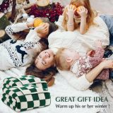 Checkered Throw Blanket, Avocado Green Microfiber Soft Cozy Fluffy Warm Hand Made Throw Blankets for Couch, Sofa, Chair, Bed, Camping, Picnic, Travel Lightweight Bed Blanket - 60 *80