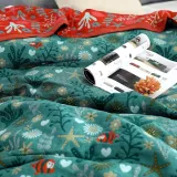 Boho Throw Blanket for Bed - 100% Cotton Ultra Soft Rustic Quilt Summer Blanket - Floral Printed Farmhouse Decor Bed Blankets,80 ×90  All Season Rustic Throw for Sofa Couch Chair