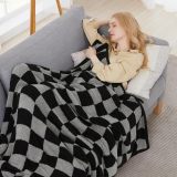 Checkered Throw Blanket, Black Grey Checkered Microfiber Soft Cozy Fluffy Warm Hand Made Weave Throw Blankets for Couch, Sofa, Chair, Bed, Picnic,Travel Lightweight Bed Blanket - 60 * 80