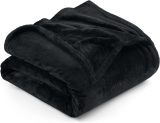Bedding Fleece Blanket King Size Black 300GSM Luxury Bed Blanket Anti-Static Fuzzy Soft Blanket Microfiber (90x102 Inches)