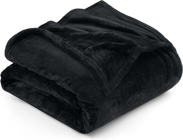 Bedding Fleece Blanket King Size Black 300GSM Luxury Bed Blanket Anti-Static Fuzzy Soft Blanket Microfiber (90x102 Inches)