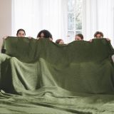 100% Cotton Large Blankets Oversized King for Bed - Waffle Weave Blankets for Spring, Lightweight and Breathable Couch Cover Blankets, Olive Green, 120x94 inches