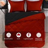 King Size Comforter Set - Red and Black King Comforter, Soft Bedding Sets for All Seasons - 3 Pieces - 1 Comforter (104 x92 ) and 2 Pillow Shams(20 x36 )