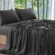 Sheets Set，Rayon Derived from 100% Bamboo_，Cooling & Soft Bed Sheets, Luxury Bedding Sheets & Pillowcases, 16 Inch Deep Pockets (Cal King,Black)