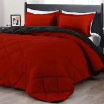 King Size Comforter Set - Red and Black King Comforter, Soft Bedding Sets for All Seasons - 3 Pieces - 1 Comforter (104 x92 ) and 2 Pillow Shams(20 x36 )