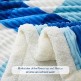 Sherpa Blanket Twin Plaid Thick Bed Blanket, 90”*80” Super Soft Flannel Fuzzy Fleece Reversible Velvet Plush Warm Blanket for Couch(Blue Check, 80 *90 )