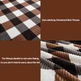 Sherpa Blanket Full/Queen Plaid Thick Bed Blanket, 90”*80” Super Soft Flannel Fuzzy Fleece Reversible Velvet Plush Warm Blanket for Couch (Brown-Check, 80 *90 )