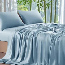 Sheets Set，Rayon Derived from 100% Bamboo_，Cooling & Soft Bed Sheets, Luxury Bedding Sheets & Pillowcases, 16 Inch Deep Pockets (King,Teal Blue)