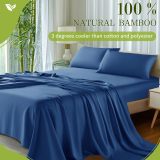 Sheets Set，Rayon Derived from 100% Bamboo_，Cooling & Soft Bed Sheets, Luxury Bedding Sheets & Pillowcases, 16 Inch Deep Pockets (King,Navy Blue)