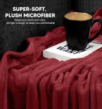 Bedding Fleece Blanket King Size Burgundy 300GSM Luxury Bed Blanket Anti-Static Fuzzy Soft Blanket Microfiber (90x102 Inches)