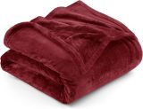 Bedding Fleece Blanket King Size Burgundy 300GSM Luxury Bed Blanket Anti-Static Fuzzy Soft Blanket Microfiber (90x102 Inches)