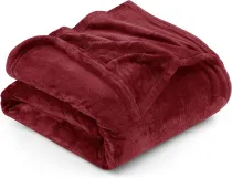 Bedding Fleece Blanket King Size Burgundy 300GSM Luxury Bed Blanket Anti-Static Fuzzy Soft Blanket Microfiber (90x102 Inches)