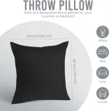 Bedding Throw Pillows Insert (Pack of 2, Black) - 26 x 26 Inches Bed and Couch Pillows - Indoor Decorative Pillows