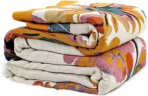 Boho Throw Blanket for Bed - 100% Cotton Ultra Soft Rustic Quilt - Floral Printed Farmhouse Decor Summer Bed Blankets,98 ×98  All Season Rustic Throw for Sofa Couch Chair