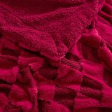 Luxury Faux Fur Rabbit Fur Throw Blanket Burgundy Red 90 x80 ,Plush Reversible Sherpa Blankets,Queen Fuzzy Elegant Thick Throws for Bed,Washable Bedding Accent Blankets for Sofa Couch Chair
