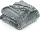 Bedding Fleece Blanket King Size Ash Grey 300GSM Luxury Fuzzy Soft Anti-Static Microfiber Bed Blanket (90x102 Inches)