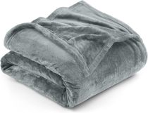 Bedding Fleece Blanket King Size Ash Grey 300GSM Luxury Fuzzy Soft Anti-Static Microfiber Bed Blanket (90x102 Inches)