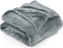 Bedding Fleece Blanket King Size Ash Grey 300GSM Luxury Fuzzy Soft Anti-Static Microfiber Bed Blanket (90x102 Inches)