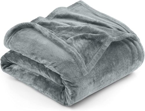 Bedding Fleece Blanket King Size Ash Grey 300GSM Luxury Fuzzy Soft Anti-Static Microfiber Bed Blanket (90x102 Inches)
