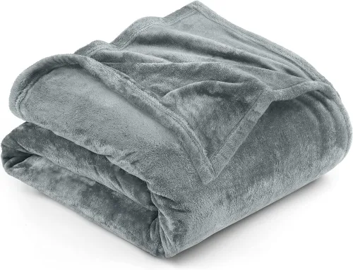 Bedding Fleece Blanket King Size Ash Grey 300GSM Luxury Fuzzy Soft Anti-Static Microfiber Bed Blanket (90x102 Inches)