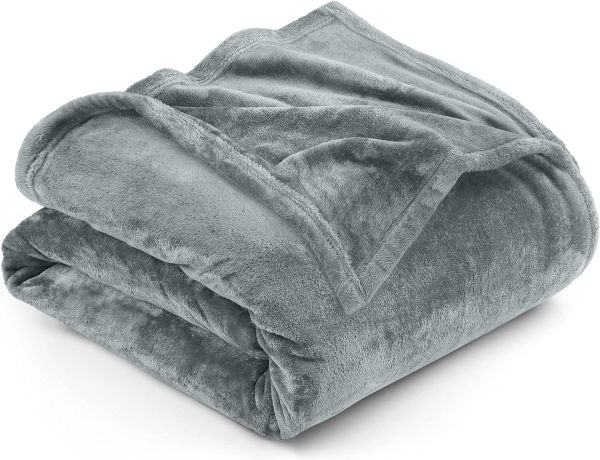 Bedding Fleece Blanket King Size Ash Grey 300GSM Luxury Fuzzy Soft Anti-Static Microfiber Bed Blanket (90x102 Inches)
