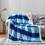 Sherpa Blanket Twin Plaid Thick Bed Blanket, 90”*80” Super Soft Flannel Fuzzy Fleece Reversible Velvet Plush Warm Blanket for Couch(Blue Check, 80 *90 )