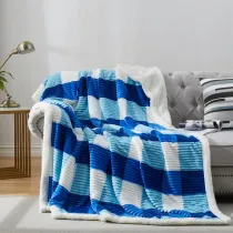 Sherpa Blanket Twin Plaid Thick Bed Blanket, 90”*80” Super Soft Flannel Fuzzy Fleece Reversible Velvet Plush Warm Blanket for Couch(Blue Check, 80 *90 )