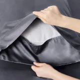 King Size Sheet Set, Cooling Sheets King, Rayon Derived from Bamboo, Deep Pocket Up to 16 , Breathable & Soft Bed Sheets, Hotel Luxury Silky Bedding Sheets & Pillowcases, Dark Grey