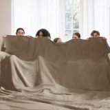 100% Cotton Large Blankets Oversized King for Bed - Waffle Weave Blankets for Spring, Lightweight and Breathable Couch Cover Blankets, Tan/Taupe, 120x94 inches