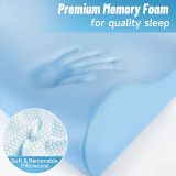 Neck Pillow for Sleeping, Ergonomic Cervical Neck Pillow for Neck Pain Relief, Memory Foam Pillow fit Neck Contour, Bed Pillow for Side Back Stomach Sleepers (Blue, Standard Size)