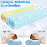 Neck Pillow for Sleeping, Ergonomic Cervical Neck Pillow for Neck Pain Relief, Memory Foam Pillow fit Neck Contour, Bed Pillow for Side Back Stomach Sleepers (Blue, Standard Size)