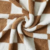 Checkered Throw Blanket, Burnt Orange Microfiber Soft Cozy Fluffy Warm Hand Made Throw Blankets for Couch, Sofa, Chair, Bed, Camping, Picnic, Travel Lightweight Bed Blanket - 60 *80