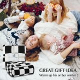 Checkered Throw Blanket, Black and White Microfiber Soft Cozy Fluffy Warm Hand Made Throw Blankets for Couch, Sofa, Chair, Bed, Camping, Picnic, Travel Lightweight Bed Blanket - 60 *80
