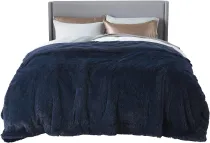 Faux Fur King Size Blanket Navy Blue – Fuzzy, Fluffy, and Shaggy Faux Fur, Soft and Thick Sherpa, Cozy Warm Decorative Gift, King Blanket for Bed, 108x90 Inches, 640 GSM