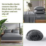 Sheets Set，Rayon Derived from 100% Bamboo_，Cooling & Soft Bed Sheets, Luxury Bedding Sheets & Pillowcases, 16 Inch Deep Pockets (Cal King,Dark Grey)