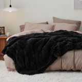 Faux Fur King Size Blanket Black – Fuzzy, Fluffy, and Shaggy Faux Fur, Soft and Thick Sherpa, Cozy Warm Decorative Gift, King Blanket for Bed, 108x90 Inches, 640 GSM